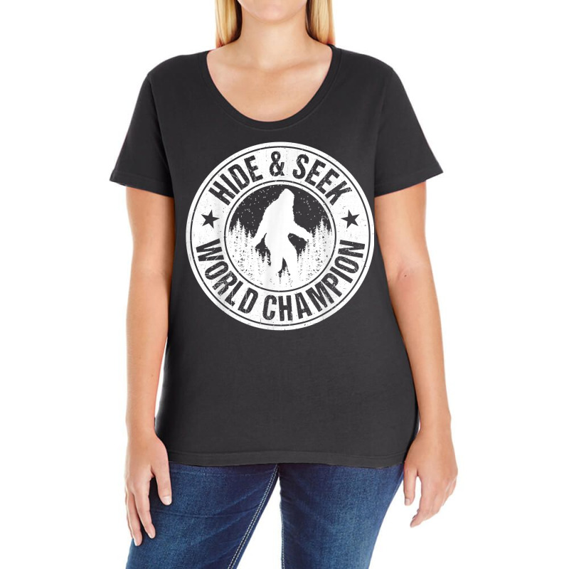 Bigfoot Hide And Seek World Champion! Quote Funny Sasquatch T Shirt Ladies Curvy T-Shirt by cm-arts | Artistshot