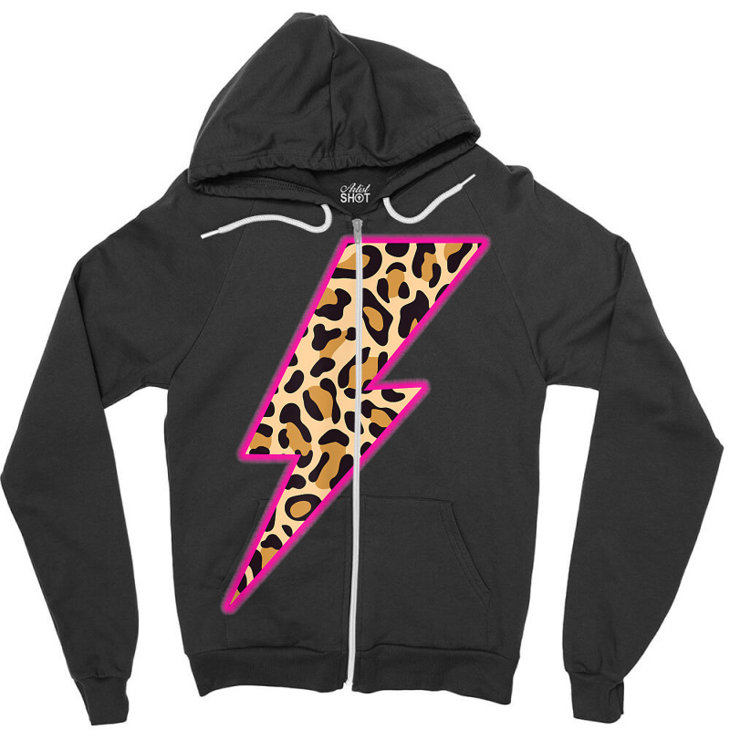 Leopard Lightning Bolt Cheetah Thunder Animal Graphic Print T-shirt Zipper Hoodie by cm-arts | Artistshot