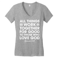 All Things Work Together For Good Romans 828 Christian Red T Shirt Women's V-neck T-shirt | Artistshot