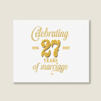 Celebrating 27 Years Of Marriage 27th Wedding Anniversary T Shirt Landscape Canvas Print | Artistshot