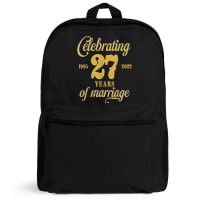 Celebrating 27 Years Of Marriage 27th Wedding Anniversary T Shirt Backpack | Artistshot