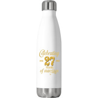 Celebrating 27 Years Of Marriage 27th Wedding Anniversary T Shirt Stainless Steel Water Bottle | Artistshot