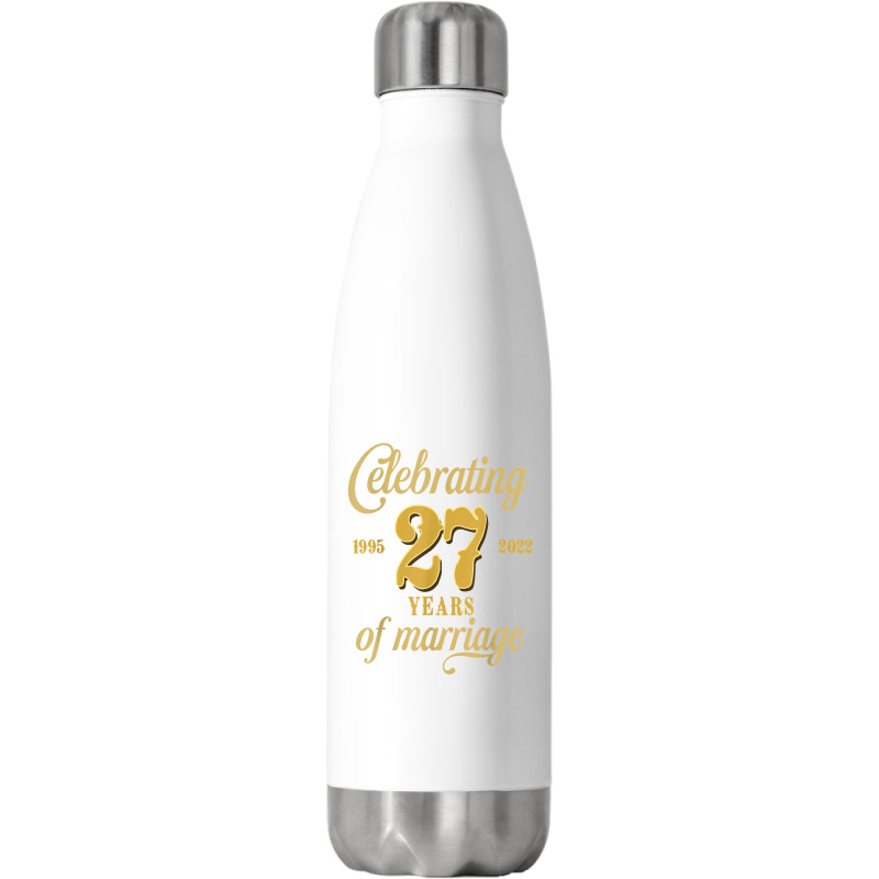 Celebrating 27 Years Of Marriage 27th Wedding Anniversary T Shirt Stainless Steel Water Bottle by cm-arts | Artistshot