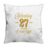 Celebrating 27 Years Of Marriage 27th Wedding Anniversary T Shirt Throw Pillow | Artistshot