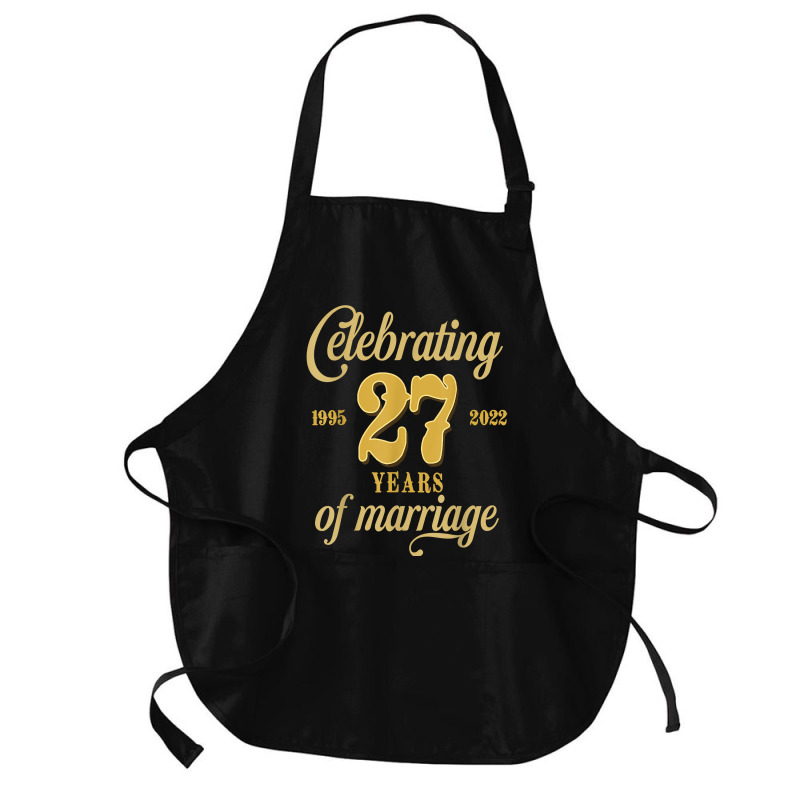 Celebrating 27 Years Of Marriage 27th Wedding Anniversary T Shirt Medium-Length Apron by cm-arts | Artistshot