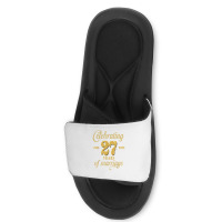 Celebrating 27 Years Of Marriage 27th Wedding Anniversary T Shirt Slide Sandal | Artistshot