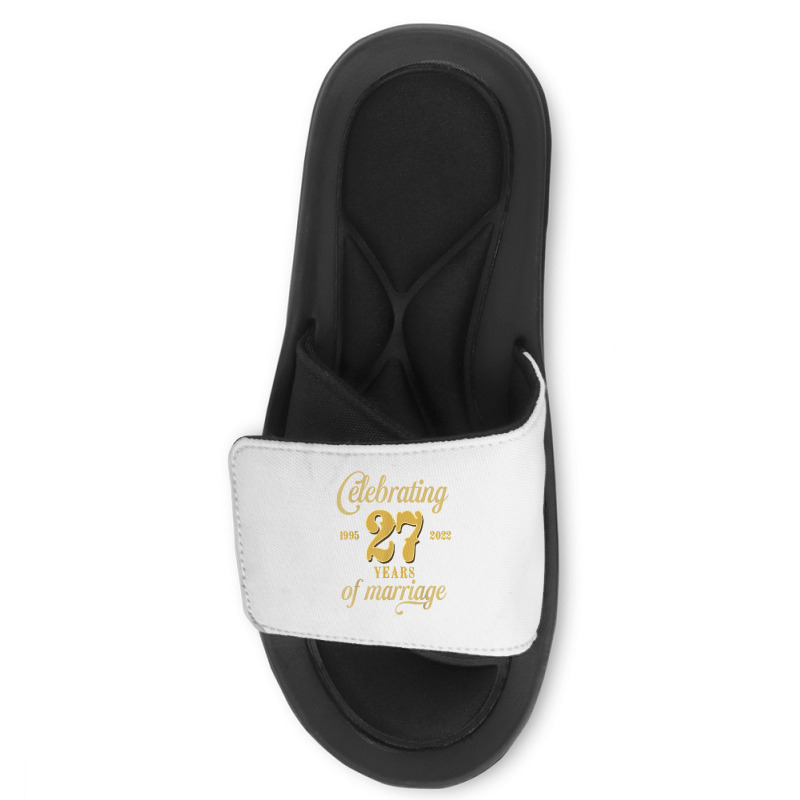 Celebrating 27 Years Of Marriage 27th Wedding Anniversary T Shirt Slide Sandal by cm-arts | Artistshot