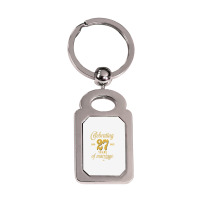 Celebrating 27 Years Of Marriage 27th Wedding Anniversary T Shirt Silver Rectangle Keychain | Artistshot