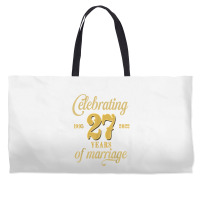 Celebrating 27 Years Of Marriage 27th Wedding Anniversary T Shirt Weekender Totes | Artistshot