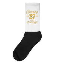 Celebrating 27 Years Of Marriage 27th Wedding Anniversary T Shirt Socks | Artistshot