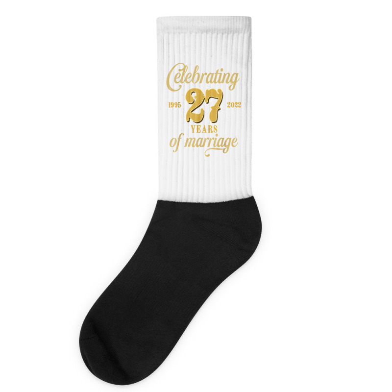 Celebrating 27 Years Of Marriage 27th Wedding Anniversary T Shirt Socks by cm-arts | Artistshot