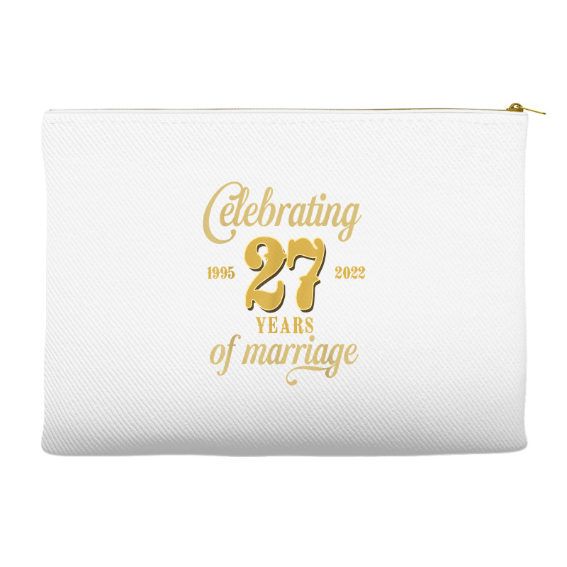 Celebrating 27 Years Of Marriage 27th Wedding Anniversary T Shirt Accessory Pouches by cm-arts | Artistshot