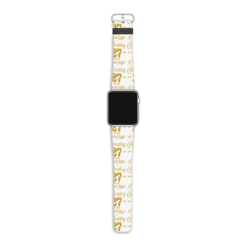 Celebrating 27 Years Of Marriage 27th Wedding Anniversary T Shirt Apple Watch Band by cm-arts | Artistshot