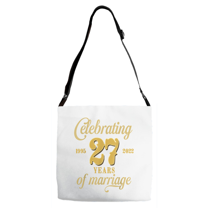 Celebrating 27 Years Of Marriage 27th Wedding Anniversary T Shirt Adjustable Strap Totes by cm-arts | Artistshot