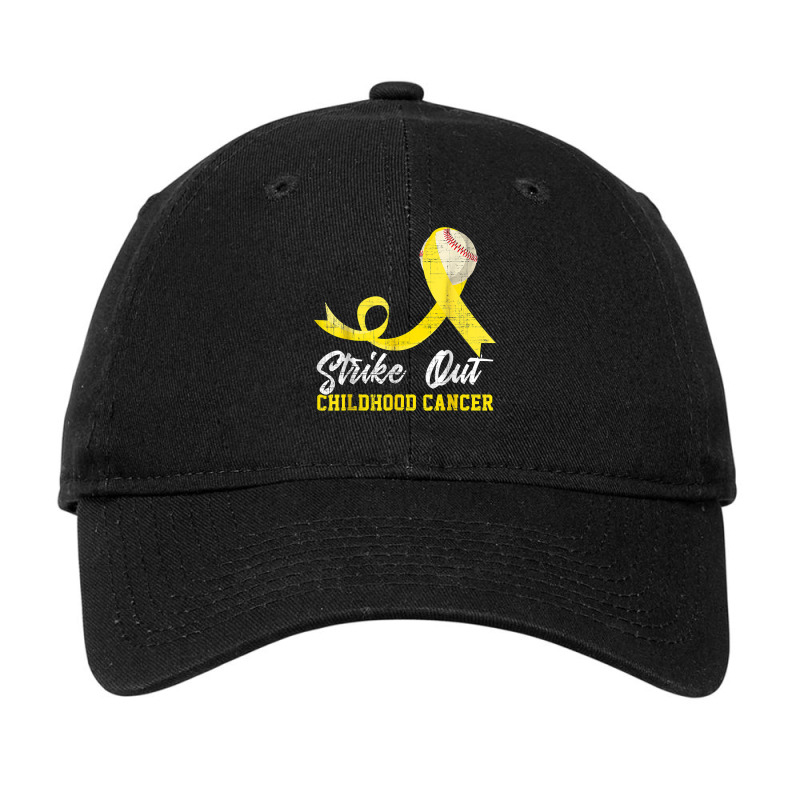 Baseball Strike Out Childhood Cancer Tshirt Gold Ribbon T Shirt Adjustable Cap by cm-arts | Artistshot