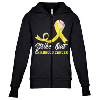 Baseball Strike Out Childhood Cancer Tshirt Gold Ribbon T Shirt Youth Zipper Hoodie | Artistshot