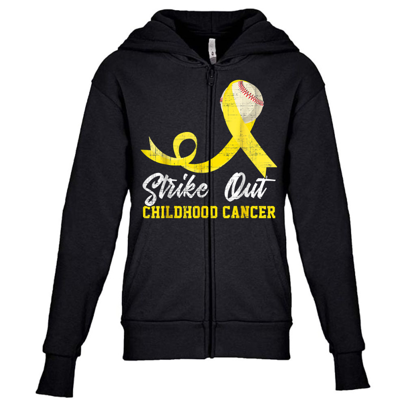 Baseball Strike Out Childhood Cancer Tshirt Gold Ribbon T Shirt Youth Zipper Hoodie by cm-arts | Artistshot