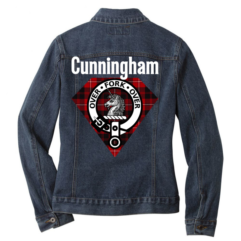 Cunningham Clan Scottish Name Coat Of Arms Tartan Sweatshirt Ladies Denim Jacket by cm-arts | Artistshot