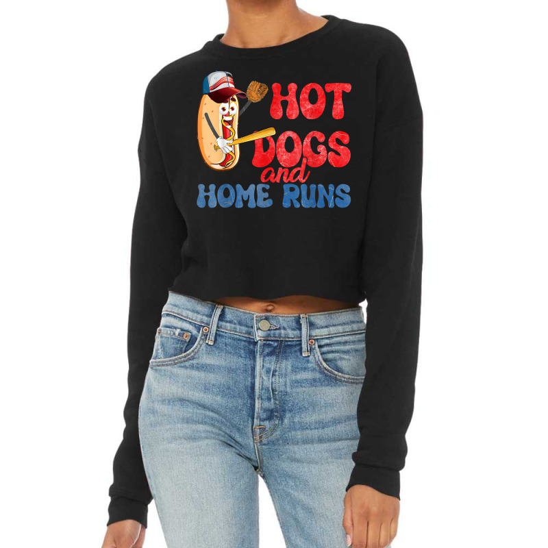 Hot Dogs And Home Runs Hotdog Baseball Touchdown T Shirt Cropped Sweater by cm-arts | Artistshot