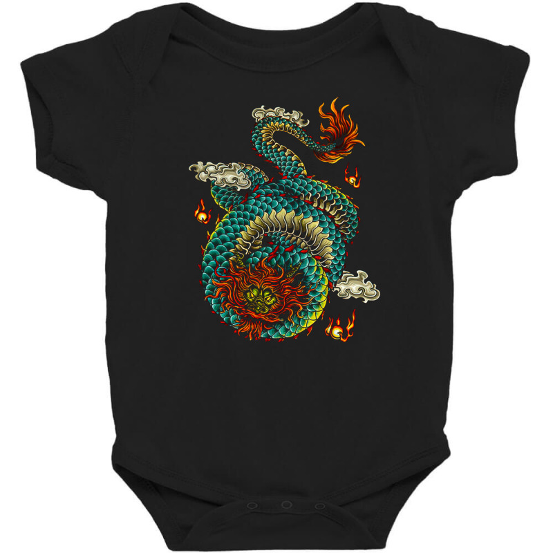 Chinese Dragon, Oriental Vintage, Symbolic, East Asian Culture, Japane Baby Bodysuit | Artistshot