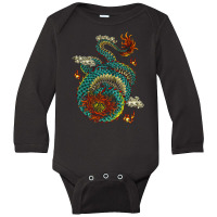 Chinese Dragon, Oriental Vintage, Symbolic, East Asian Culture, Japane Long Sleeve Baby Bodysuit | Artistshot