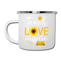 Teacher T  Shirt Teach Love And Inspire Shirt   Teacher Sunflower T  S Camper Cup | Artistshot