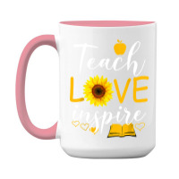 Teacher T  Shirt Teach Love And Inspire Shirt   Teacher Sunflower T  S 15 Oz Coffee Mug | Artistshot