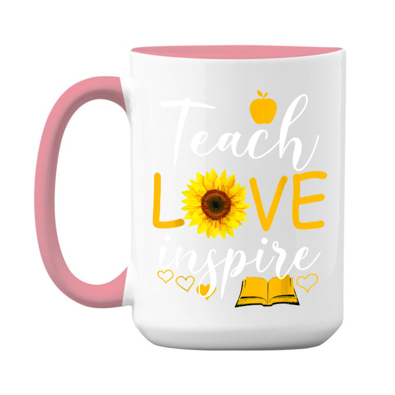 Teacher T  Shirt Teach Love And Inspire Shirt   Teacher Sunflower T  S 15 Oz Coffee Mug | Artistshot