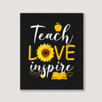 Teacher T  Shirt Teach Love And Inspire Shirt   Teacher Sunflower T  S Portrait Canvas Print | Artistshot