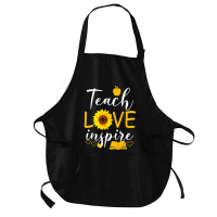 Teacher T  Shirt Teach Love And Inspire Shirt   Teacher Sunflower T  S Medium-length Apron | Artistshot