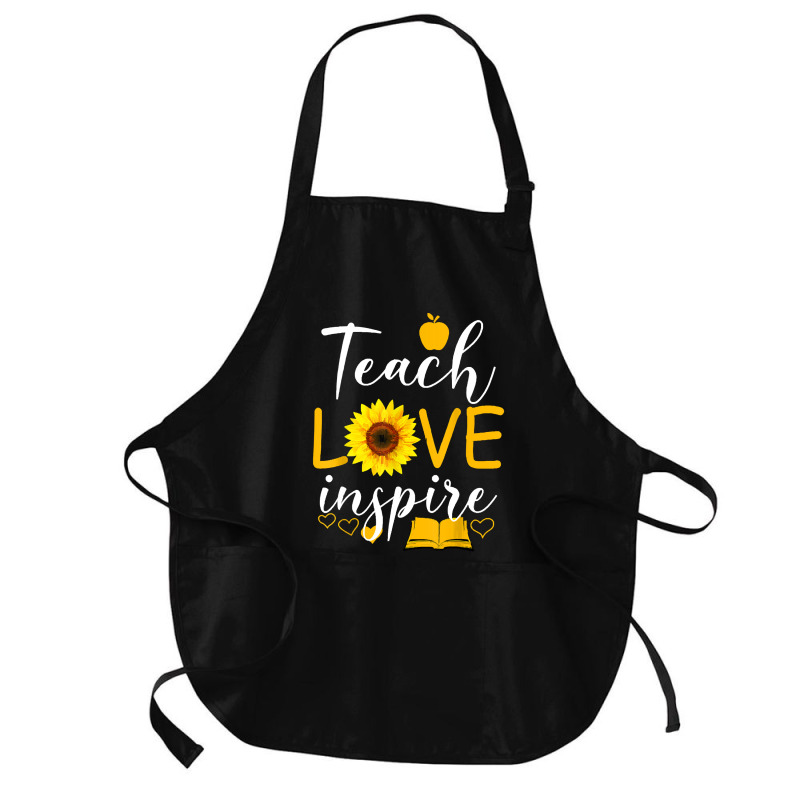 Teacher T  Shirt Teach Love And Inspire Shirt   Teacher Sunflower T  S Medium-length Apron | Artistshot