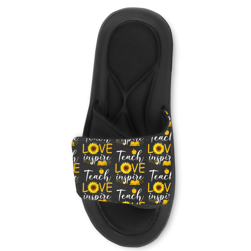 Teacher T  Shirt Teach Love And Inspire Shirt   Teacher Sunflower T  S Slide Sandal | Artistshot