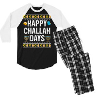 Happy Challah Days Jewish Holiday Gifts Men's 3/4 Sleeve Pajama Set | Artistshot