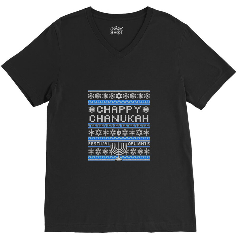 Chappy Chanukah Sweater, Hanukkah V-neck Tee | Artistshot