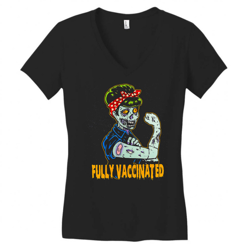 Fully Vaccinated, Vaccinated Zombie, Pro Vaccination Halloween, Fully  Women's V-Neck T-Shirt by cm-arts | Artistshot