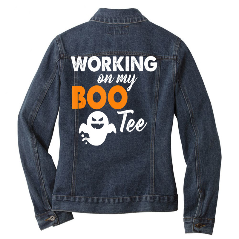 Funny Working On My Bootee Halloween Booty Glutes Ladies Denim Jacket by AuturoMedero | Artistshot