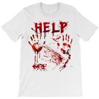 Funny Help Bloody Handprint Halloween Costume Matching Mens T-shirt | Artistshot