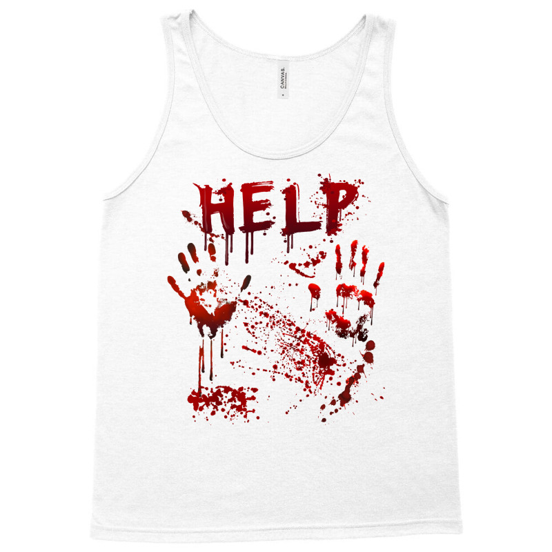 Funny Help Bloody Handprint Halloween Costume Matching Mens Tank Top | Artistshot