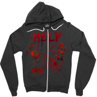 Funny Help Bloody Handprint Halloween Costume Matching Mens Zipper Hoodie | Artistshot