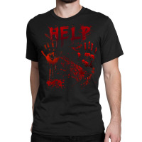 Funny Help Bloody Handprint Halloween Costume Matching Mens Classic T-shirt | Artistshot