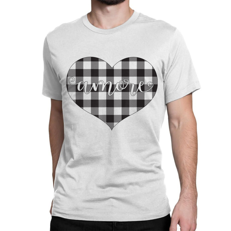 Buffalo Plaid Heart Valentine's Day Love   Amore T Shirt Classic T-shirt by cm-arts | Artistshot