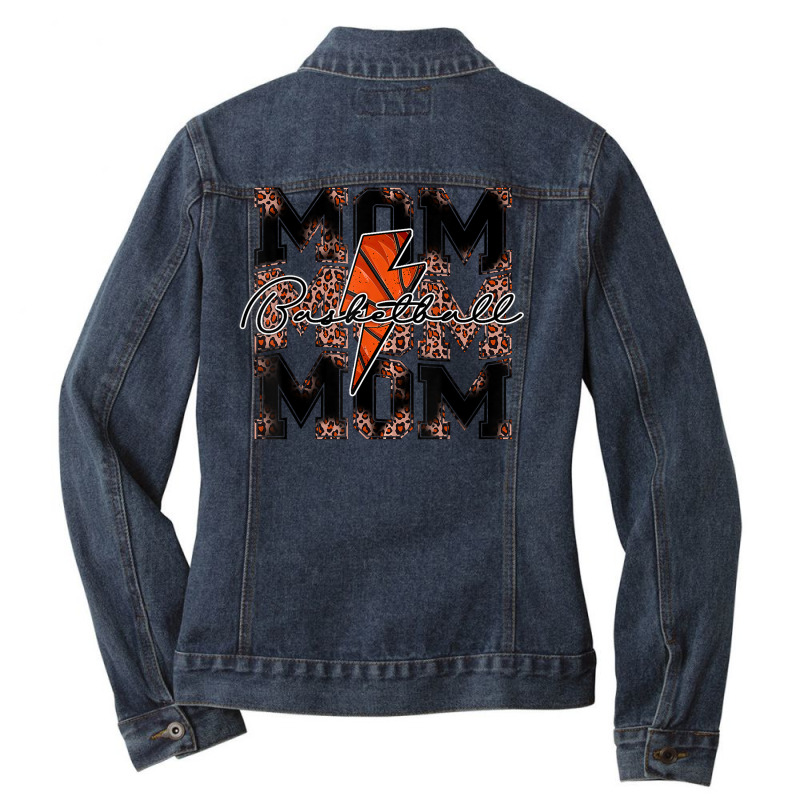 Basketball Mom Leopard Lightning Bolt Basketball Game Day T Shirt Ladies Denim Jacket by cm-arts | Artistshot