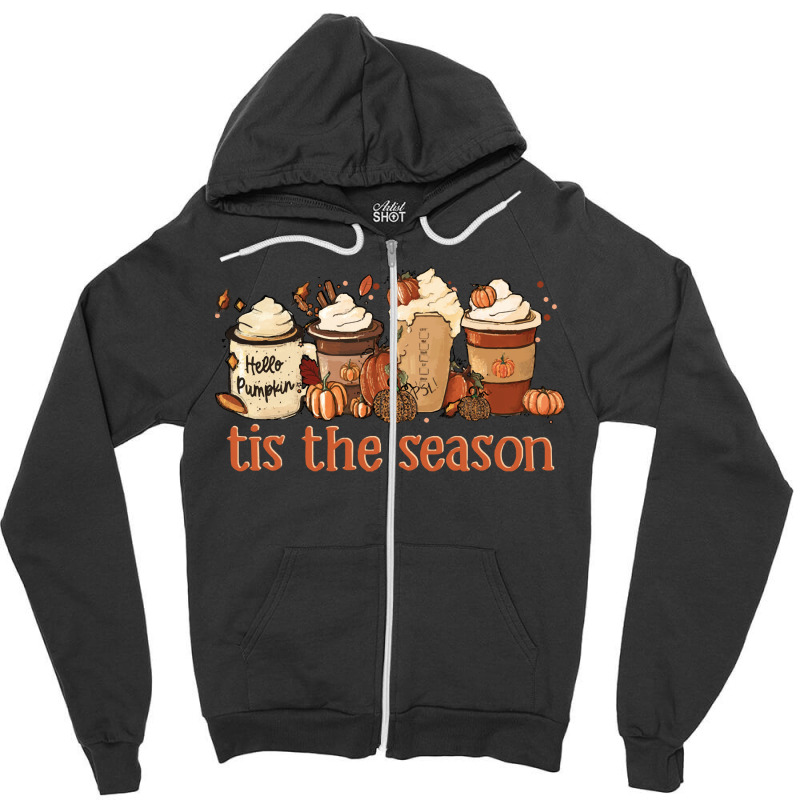 Tis The Season T  Shirt Cute Halloween Coffe Tis The Season Happy Than Zipper Hoodie | Artistshot