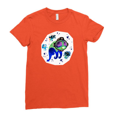Futuristic Telepathic Alien Ladies Fitted T-shirt Designed By Handik4