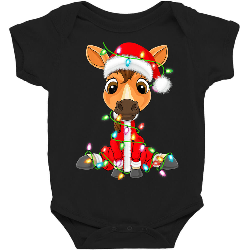 Horse Lover Xmas Lighting Santa Horse Christmas Baby Bodysuit by Short | Artistshot