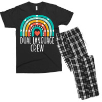 Dual Language Crew Rainbow Bilingual Teacher Dual Language T Shirt Men's T-shirt Pajama Set | Artistshot