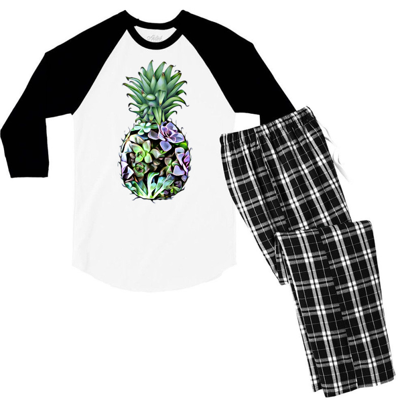 Succulent Garden Pineapple Botanical Tropical Artsy T Shirt Men's 3/4 Sleeve Pajama Set by cm-arts | Artistshot