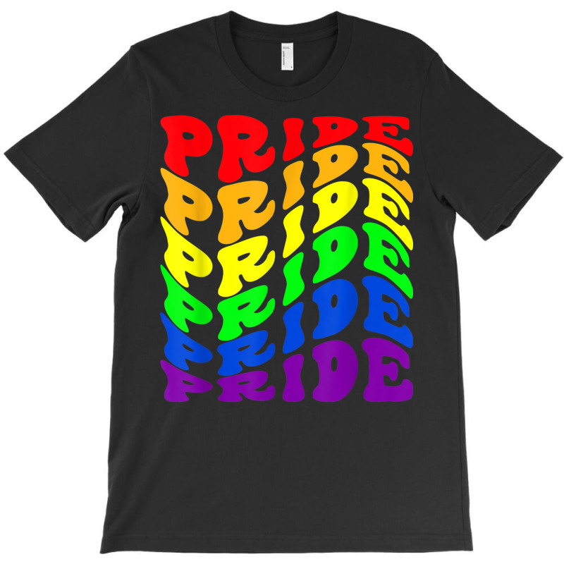 Gay Pride   Wavy Text Lgbt Flag Colosr T-shirt | Artistshot