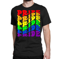 Gay Pride   Wavy Text Lgbt Flag Colosr Classic T-shirt | Artistshot