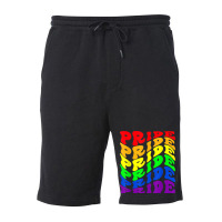 Gay Pride   Wavy Text Lgbt Flag Colosr Fleece Short | Artistshot